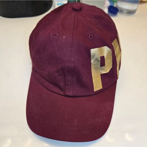 VVictoria's Secret Pink Hat Baseball Cap, Burgundy/Ruby/Gold Side Logo - Picture 6 of 11